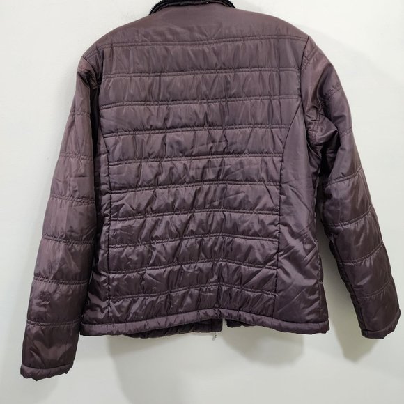 Marker brown puffy coat with faux fur lining woman's size extra large w/scarf - Picture 3 of 12